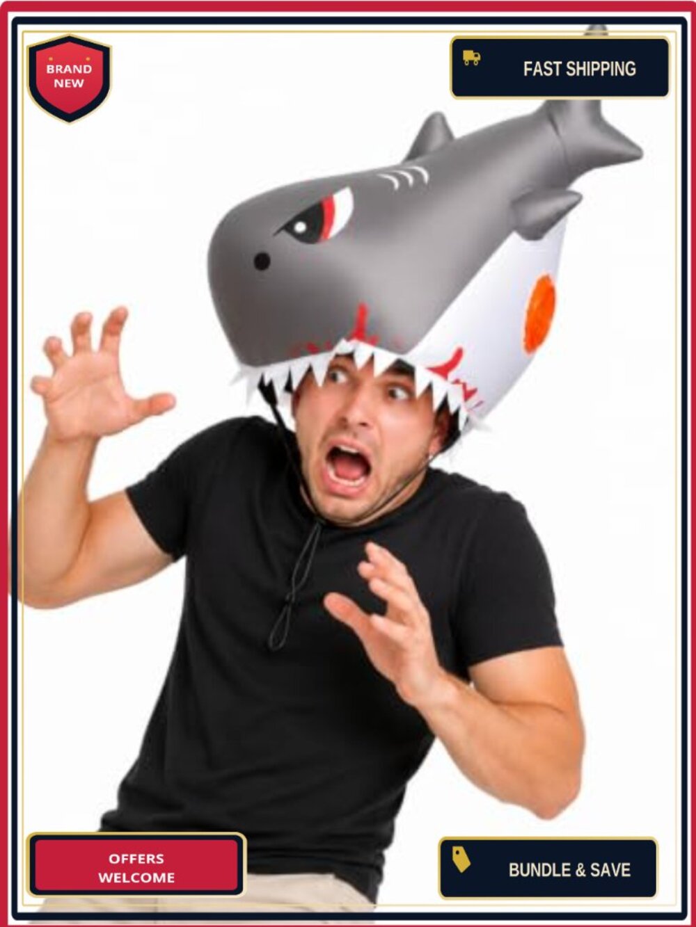 Inflatable Shark Head Costume Adult Funny Halloween Party Hat
